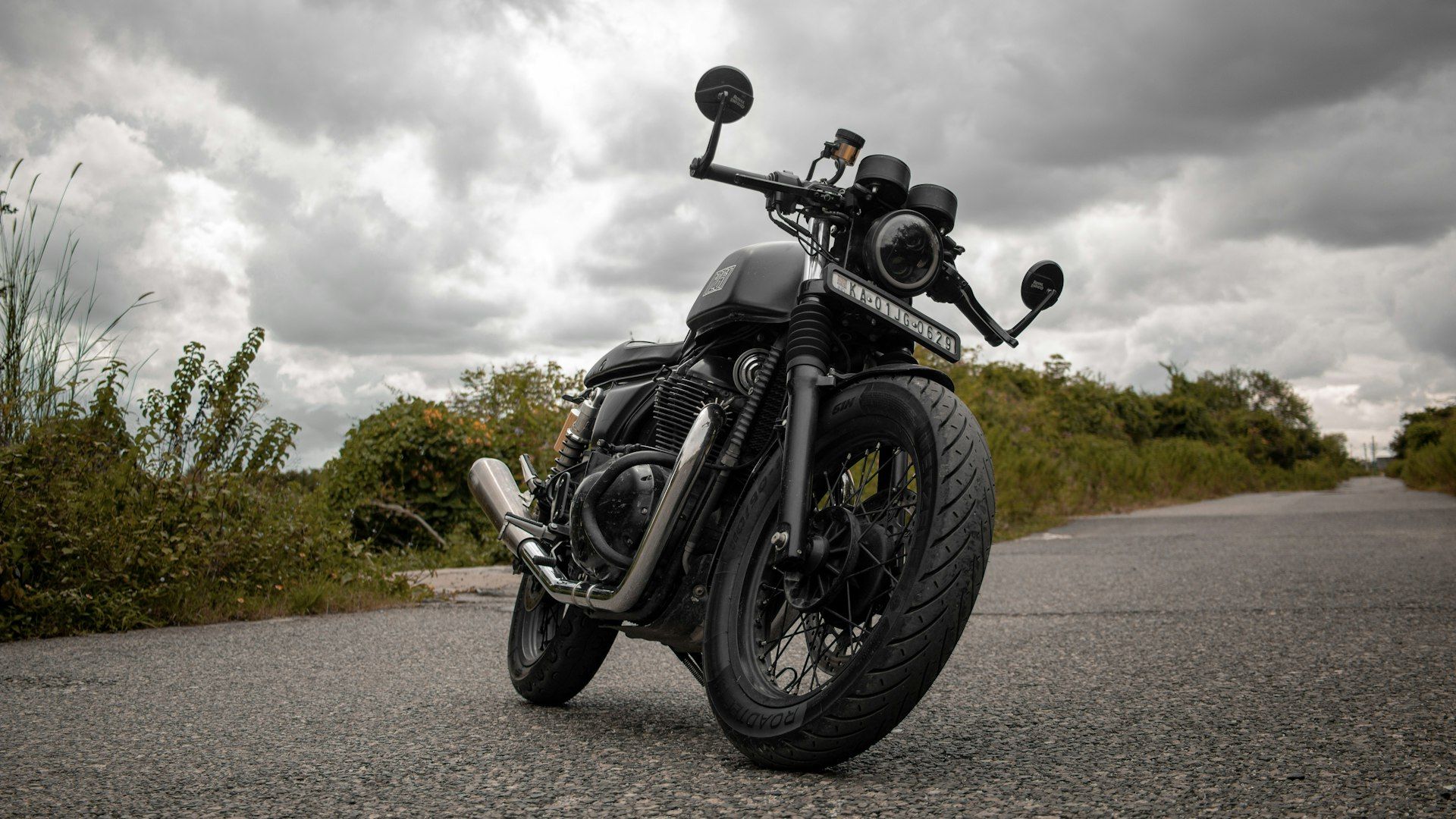 Sport motorcycle parked in low evening light